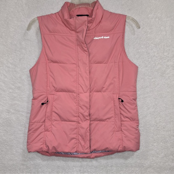 Vineyard Vines Jackets & Blazers - Vineyard Vines Women's Small Pink Puffer Vest Goose Down Zip Pockets